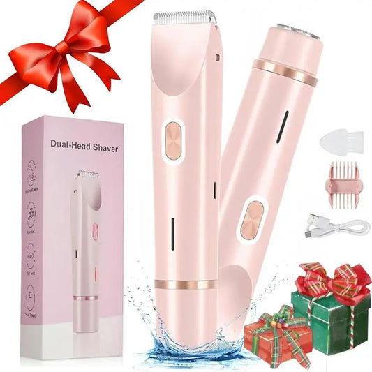 Rechargeable Electric Bikini Trimmer for Women - 2-in-1 Waterproof Body and Facial Hair Removal for Wet and Dry Use